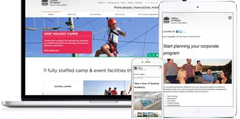 Sport and Rec website screenshots of desktop mobile and tablet