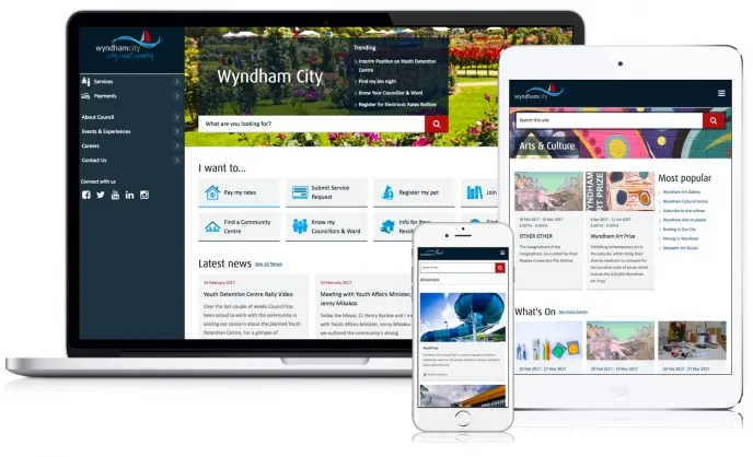 Screenshots Wyndham City site desktop mobile and tablet