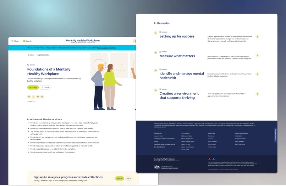 Exploring modules on the Mentally Healthy Workplaces platform