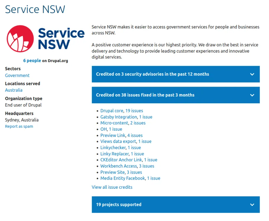 ServiceNSW Contributions