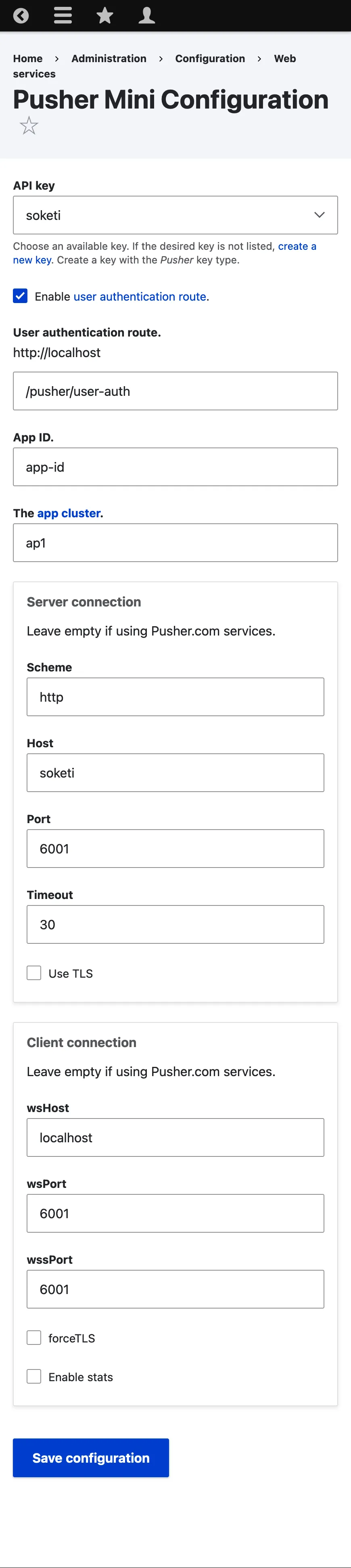 Pusher mini config