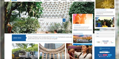 Brisbane City Council homepage with key features highlighted