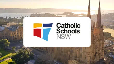 CSNSW Logo in colour on a church background